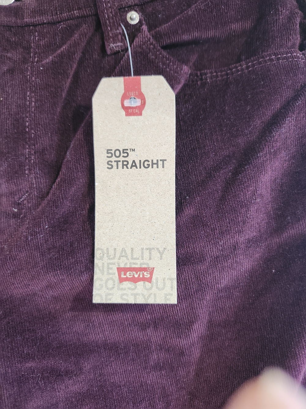 Levi's 505 Straight Corduroy Pants in Plum - Picture 4 of 5